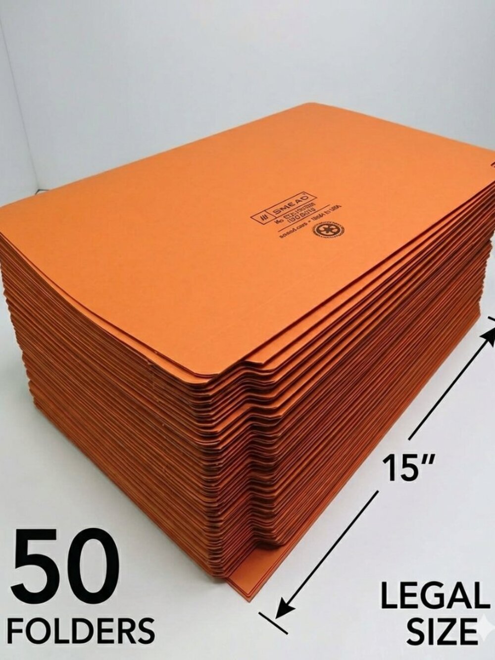 Smead 28510 Orange Legal Size File Folders - Set of 50 for Office or Crafts
